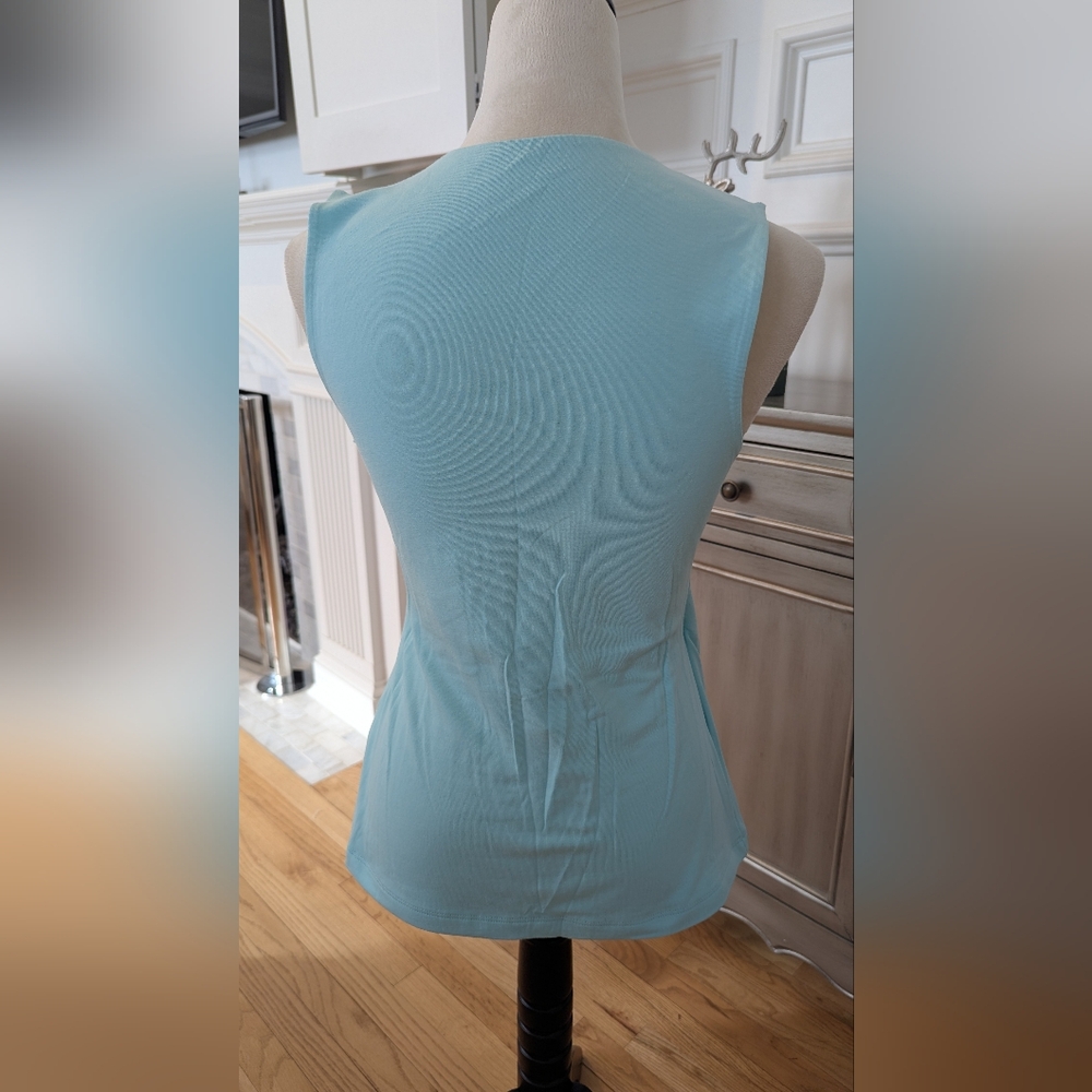 Soft Surroundings Aqua Sleeveless Wrap Style Tank Top - Picture 3 of 6